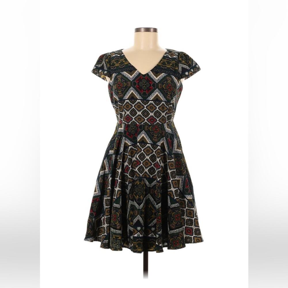 Moon patterned fit‎ and flare dress, med